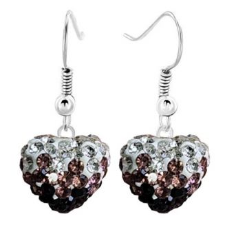 Fako Bijoux® - Oorbellen - Disco Dots - Hanger - Hart Duo - Bruin