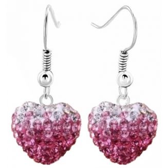 Fako Bijoux® - Oorbellen - Disco Dots - Hanger - Hart Duo - Roze