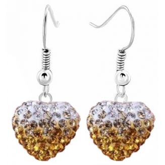 Fako Bijoux® - Oorbellen - Disco Dots - Hanger - Hart Duo - Geel