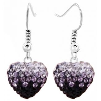Fako Bijoux® - Oorbellen - Disco Dots - Hanger - Hart Duo - Zwart