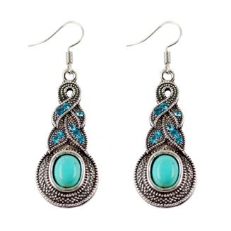 Fako Bijoux® - Oorbellen - Tibetaanse Stijl - Turquoise - Pendule