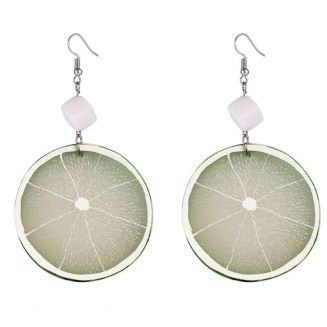 Fako Bijoux® - Oorbellen - Plastic Fruit - Limoen Schijfje Met Klontje