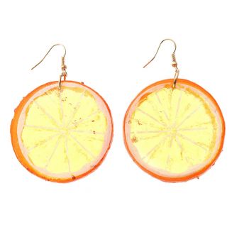Fako Bijoux® - Oorbellen - Plastic Fruit - Sinaasappel Schijfje