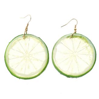 Fako Bijoux® - Oorbellen - Plastic Fruit - Limoen Schijfje