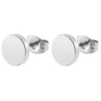 Fako Bijoux® - Oorbellen Dichte Cirkel - RVS - Staal - Munt - Zilverkleurig - 8mm