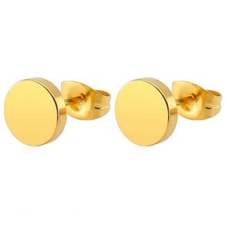 Fako Bijoux® - Oorbellen Dichte Cirkel - RVS - Staal - Munt - Goudkleurig - 8mm