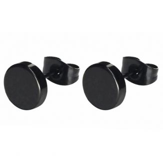 Fako Bijoux® - Oorbellen Dichte Cirkel - RVS - Staal - Munt - Zwart - 6mm