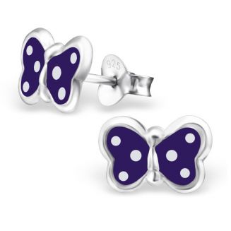 Fako Bijoux® - Kinderoorbellen - 925 Zilver - Vlinder - 10x7mm - Paars