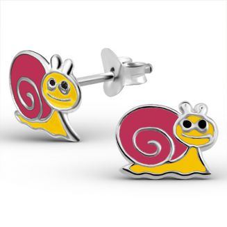 Fako Bijoux® - Kinderoorbellen - 925 Zilver - Slak - 9x7mm - Roze