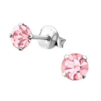 Fako Bijoux® - Oorbellen - 925 Zilver - Zirkonia - 4x4mm - Roze