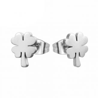 Fako Bijoux® - Oorbellen - Steker - RVS - Stainless Steel - Klavertje Vier