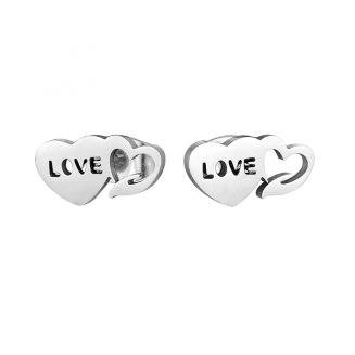 Fako Bijoux® - Oorbellen - Steker - RVS - Stainless Steel - Hartjes Love