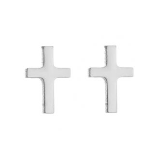Fako Bijoux® - Oorbellen - Steker - RVS - Stainless Steel - Kruisje - 6x10mm - Zilverkleurig
