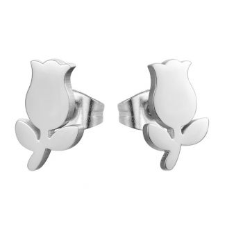Fako Bijoux® - Oorbellen - Steker - RVS - Stainless Steel - Tulpen