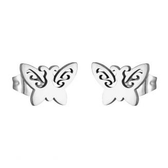 Fako Bijoux® - Oorbellen - Steker - RVS - Stainless Steel - Vlinder - Zilverkleurig
