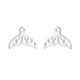Fako Bijoux® - Oorbellen - Steker - RVS - Stainless Steel - Dolfijn Staart - Zilverkleurig