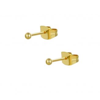 Fako Bijoux® - Oorbellen - Steker - RVS - Stainless Steel - Knopje - 2mm - Goudkleurig