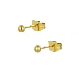 Fako Bijoux® - Oorbellen - Steker - RVS - Stainless Steel - Knopje - 3mm - Goudkleurig