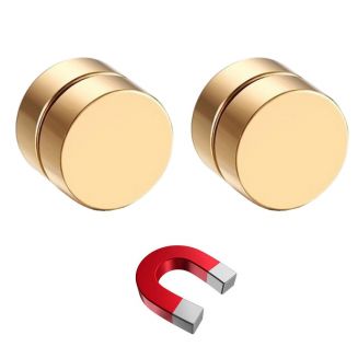 Fako Bijoux® - Oorbellen - Magneet - Magnetisch - RVS - 8mm - Goudkleurig