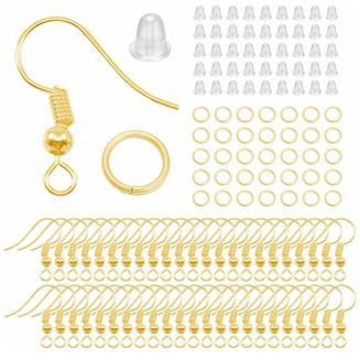Fako Bijoux - Oorbel Haakjes, Ringetjes & Stoppertjes - Oorbellen Maken - Sieraden Maken - Goud - 100 Stuks