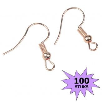 Fako Bijoux® - Oorbel Haakjes - Donker Rosé Goudkleurig - 100 Stuks