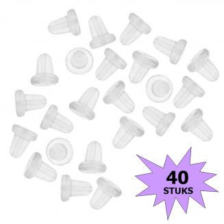 Fako Bijoux® - Oorbel Stoppers / Achterkantjes - Siliconen - Large - 6mm - 40 Stuks