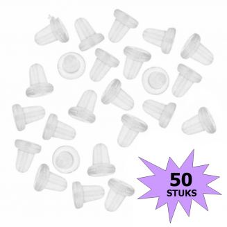 Fako Bijoux® - Oorbel Stoppers / Achterkantjes - Siliconen - Medium - 5mm - 50 Stuks