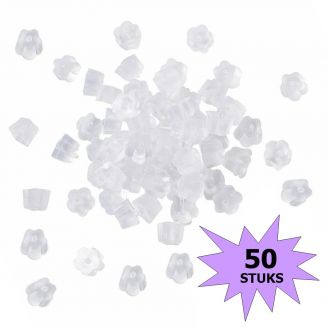 Fako Bijoux® - Oorbel Stoppers / Achterkantjes - Siliconen - Bloem - 4mm - 50 Stuks