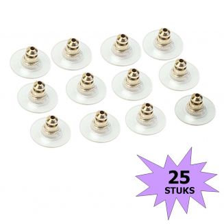 Merkloos - Oorbel Stoppers / Achterkantjes - 11mm - Goudkleurig - 25 Stuks