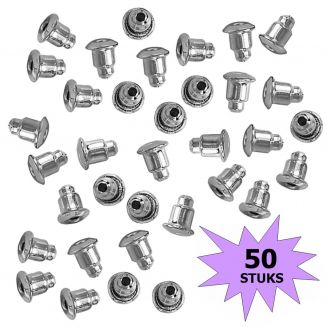 Fako Bijoux® - Oorbel Stoppers / Achterkantjes - Metaal - Rond - 5mm - Zilverkleurig - 50 Stuks