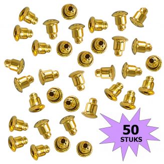 Fako Bijoux® - Oorbel Stoppers / Achterkantjes - Metaal - Rond - 5mm - Goudkleurig - 50 Stuks