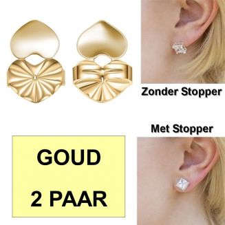 Fako Bijoux® - Magic Oorbel Lifter - Anti-Kantel Stopper - Hart - 4 Stuks - Goudkleurig