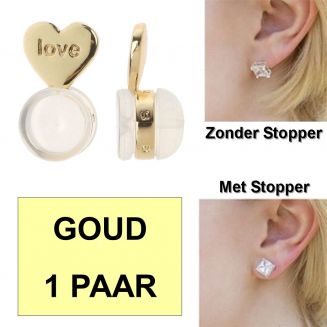 Fako Bijoux® - Magic Oorbel Lifter - Anti-Kantel Stopper - Siliconen Hart - 2 Stuks - Goudkleurig