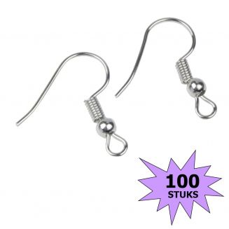 Fako Bijoux® - Oorbel Haakjes - RVS - Stainless Steel - 100 Stuks - Staalkleurig