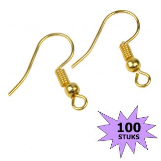 Fako Bijoux® - Oorbel Haakjes - RVS - Stainless Steel - 100 Stuks - Goud