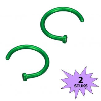 Fako Bijoux® - Neuspiercing - Open Ring - 8mm - Groen - 2 Stuks