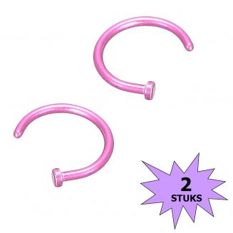 Fako Bijoux® - Neuspiercing - Open Ring - 8mm - Roze - 2 Stuks