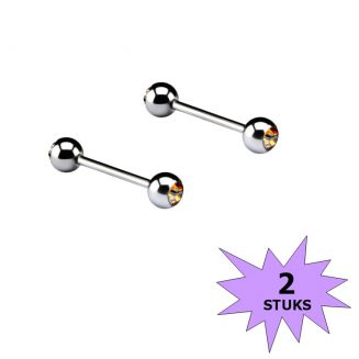 Fako Bijoux® - Barbell Piercing - Kristal - 12mm - Geel - Stuks