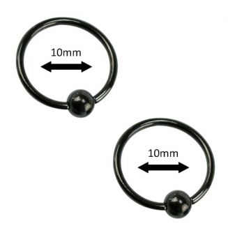 Fako Bijoux® - Ball Closure Piercing - Ring - 10mm - Zwart - 2 Stuks
