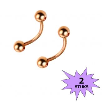 Fako Bijoux® - Wenkbrauw Piercing - 3mm - Rosé Goudkleurig - 2 Stuks 