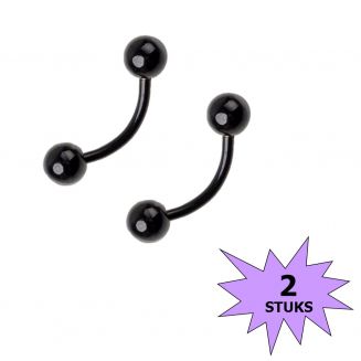Fako Bijoux® - Wenkbrauw Piercing - 4mm - Zwart - 2 Stuks