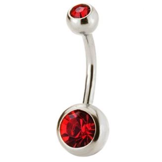 Fako Bijoux® - Navelpiercing - Kristal - Rood