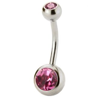 Fako Bijoux® - Navelpiercing - Kristal - Donkerroze