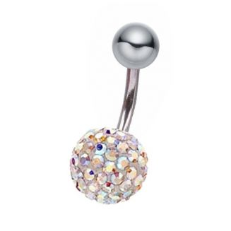 Fako Bijoux® - Navelpiercing - Disco Dots - Wit MC