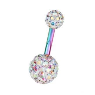 Fako Bijoux® - Navelpiercing - Disco Dots Duo - Regenboog
