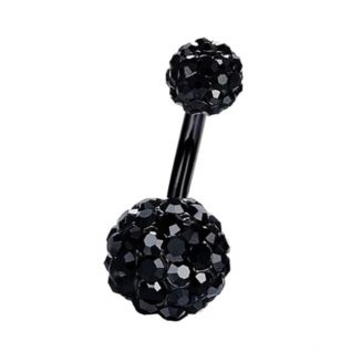 Fako Bijoux® - Navelpiercing - Disco Dots Duo - Zwart