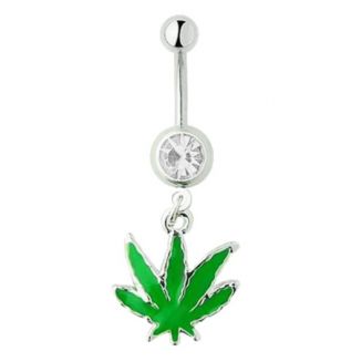 Fako Bijoux® - Navelpiercing - Weed - Wit