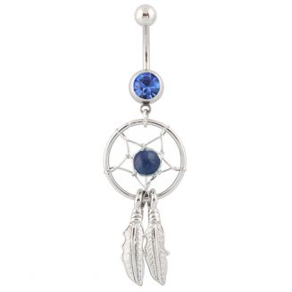Fako Bijoux® - Navelpiercing - Dreamcatcher - Donkerblauw