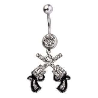 Fako Bijoux® - Navelpiercing - Pistool Duo - Wit