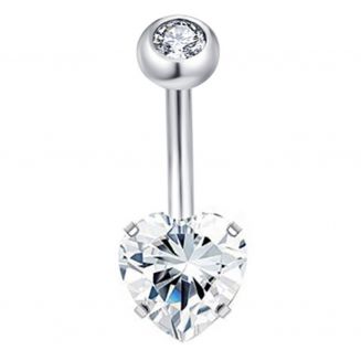 Fako Bijoux® - Navelpiercing - Hart - Kristal - Transparant